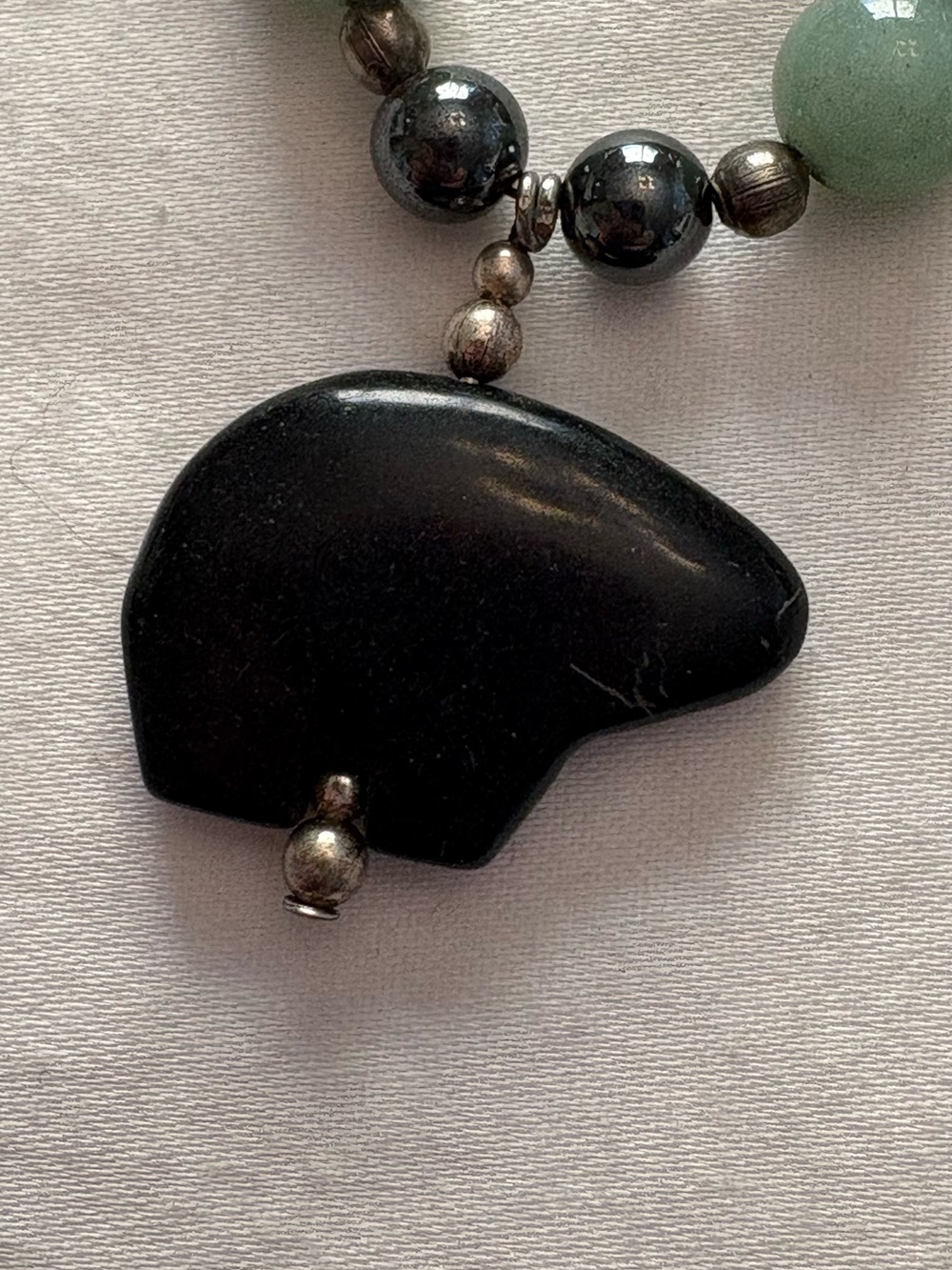 Natural Stone Beaded Necklace Teal Mint Pendant Boho Artisan Jewelry - Picture 3 of 6